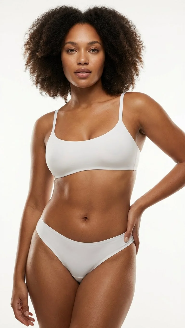 Beyaz Pamuk Karışımlı Tanga - Ön Görünüm